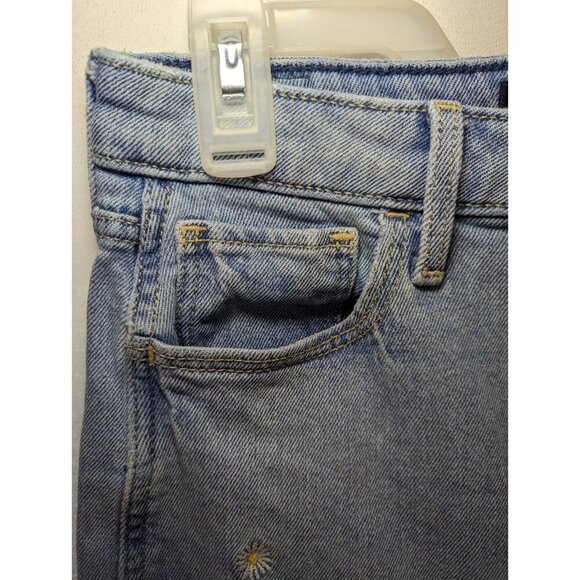 W28 L27 Hollister Ultra High Rise Mom Jeans Daisy Embroidered Size 7r Stretch - Picture 4 of 16